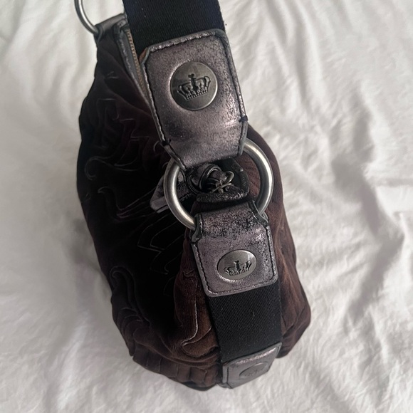 Juicy Couture Vintage McBling Black Purse Hobo Bag Handbag Velour Y2K - Picture 4 of 10